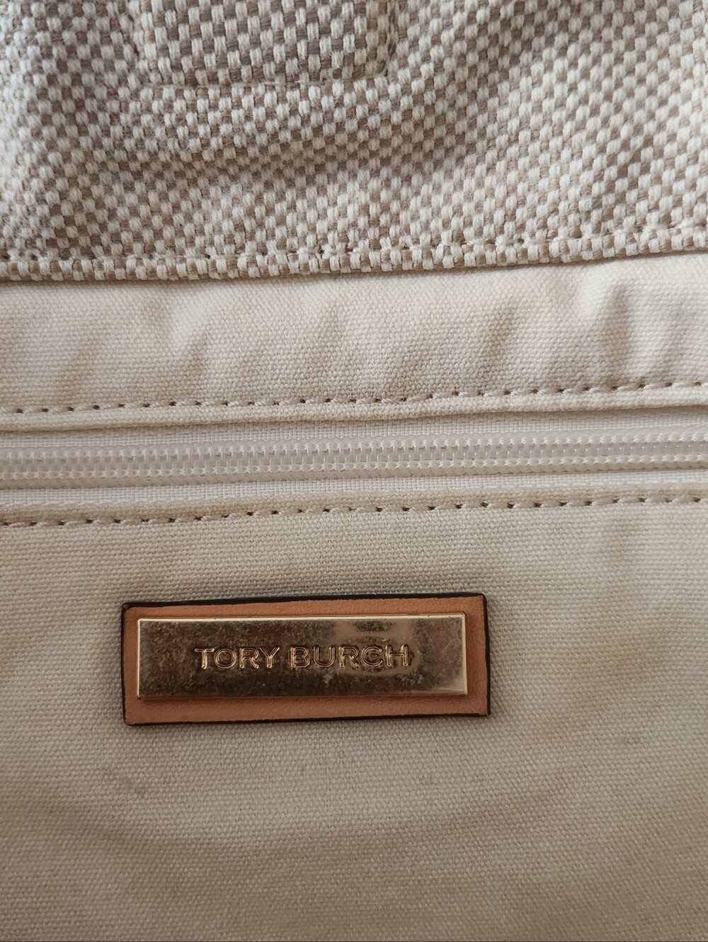 Tory Burch Ella Large Canvas And Leather Tote in Beige and Tan - Picture 14 of 15